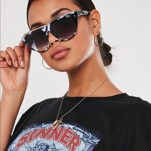 Quay Black & White Flight Risk Sunglasses w/Case